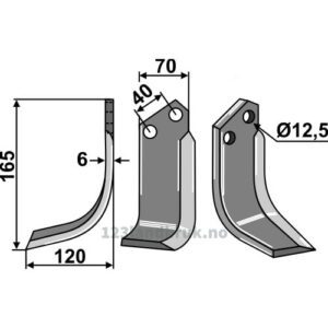 Rotorfreskniv - 175x70x6mm - Venstre - Goldoni