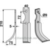 Rotorfreskniv - 210x40x5mm - Venstre - Hako