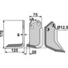 Rotorfreskniv - 170x75x6mm - Venstre - Holder