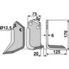 Rotorfreskniv - 170x75x6mm - Høyre - Holder