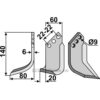 Rotorfreskniv - 140x60x6mm - Venstre - Holder