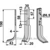 Rotorfreskniv - 190x30x4mm - Venstre - Holder