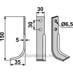 Rotorfreskniv - 150x30x5mm - Venstre - Holder