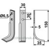 Rotorfreskniv - 150x30x5mm - Høyre - Holder