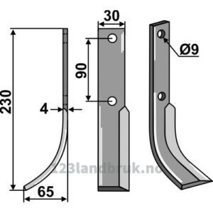 Rotorfreskniv - 230x30x4mm - Venstre - Honda