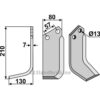Rotorfreskniv - 210x80x7mm - Venstre - Agricom, Breviglieri, Howard