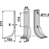 Rotorfreskniv - 273x40x8mm - Venstre - Howard