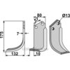 Rotorfreskniv - 175x80x7mm - Venstre - Howard