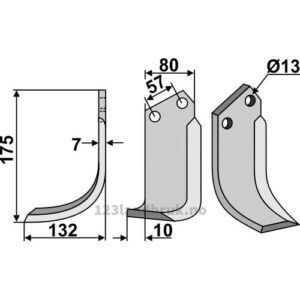 Rotorfreskniv - 175x80x7mm - Venstre - Howard