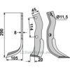 Rotorfreskniv - 290x45x8mm - Venstre - Howard