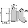 Rotorfreskniv - 170x90x8mm - Venstre - Howard