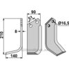 Rotorfreskniv - 210x90x8mm - Venstre - Howard