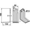 Rotorfreskniv - 185x80x7mm - Venstre - Howard