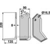 Rotorfreskniv - 220x90x8mm - Venstre - Howard