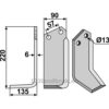 Rotorfreskniv - 220x90x6mm - Venstre - Howard