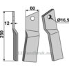 Rotorfreskniv - 250x60x12mm - Venstre - Howard