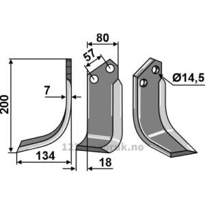 Rotorfreskniv - 200x80x7mm - Venstre - Howard
