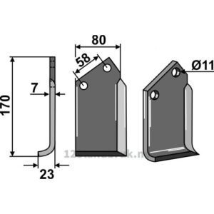 Rotorfreskniv - 170x80x7mm - Venstre - Howard