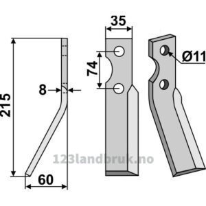 Rotorfreskniv - 215x35x8mm - Venstre - Simon