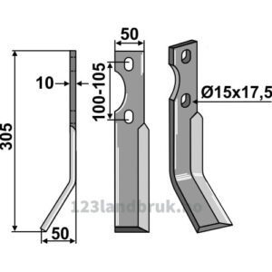 Rotorfreskniv - 305x50x10mm - Venstre - Simon