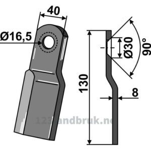 Kniv / Slagstål - 130x40x8mm - Röll