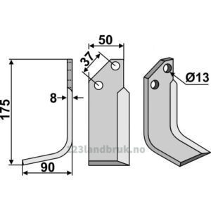 Rotorfreskniv - 175x50x8mm - Venstre - JNC
