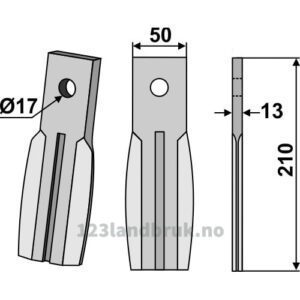 Rotorfreskniv til - 210x50x13mm - Kongskilde