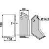 Rotorfreskniv - 188x80x7mm - Venstre - Krone