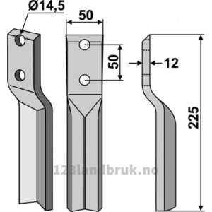Rotorfreskniv - 225x50x12mm - Krone