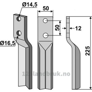 Rotorfreskniv til - 225x50x12mm - Krone
