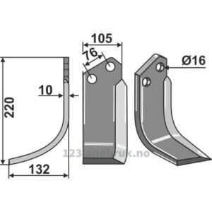 Rotorfreskniv - 220x105x10mm - Venstre - Kuhn