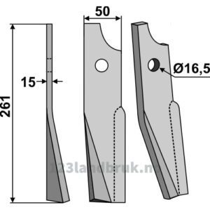 Rotorfreskniv - 261x50x15mm - Venstre - Kuhn