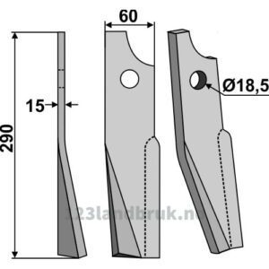 Rotorfreskniv - 290x60x15mm - Venstre - Kuhn