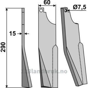 Rotorfreskniv - 290x60x15mm - Venstre - Kuhn