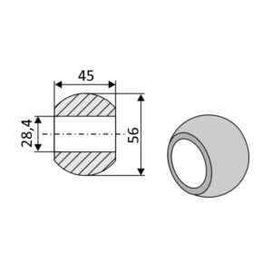 Kule til trekkstang - Ø56xØ28,4x45mm - Kategori: II