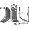 Rotorfreskniv - 195x80x12mm - Høyre - Maletti