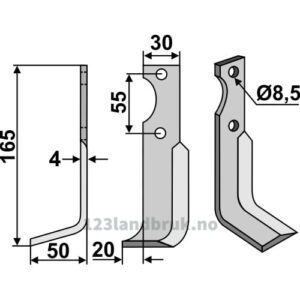 Rotorfreskniv - 165x30x4mm - Venstre - M.A.B. Bocchini