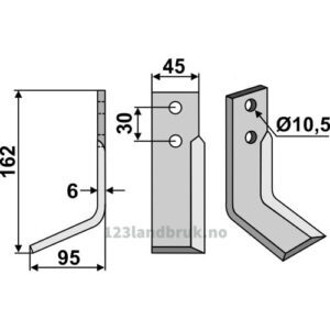 Rotorfreskniv - 162x45x6mm - Venstre - M.A.B. Bocchini