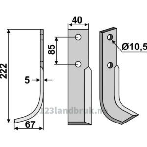 Rotorfreskniv - 222x40x5mm - Venstre - M.A.B. Bocchini