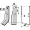 Rotorfreskniv - 219x45x6mm - Høyre - M.A.B. Bocchini