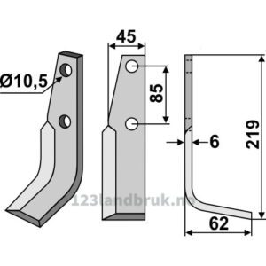 Rotorfreskniv - 219x45x6mm - Høyre - M.A.B. Bocchini
