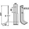 Rotorfreskniv - 237x40x6mm - Venstre - M.A.B. Bocchini