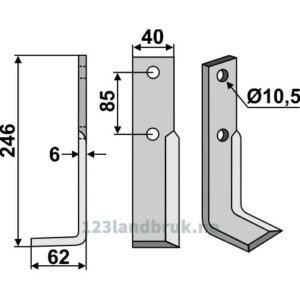 Rotorfreskniv - 246x40x6mm - Venstre - M.A.B. Bocchini