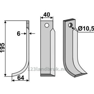 Rotorfreskniv 195x40x6 - 195x40x6mm - Venstre - M.A.G.