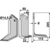 Rotorfreskniv - 205x80x8mm - Høyre - Breviglieri, Maletti