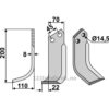 Rotorfreskniv - 200x70x8mm - Venstre - Maletti