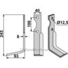 Rotorfreskniv - 245x40x8mm - Venstre - Maletti