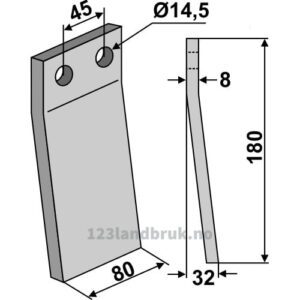 Rotorfreskniv - 180x80x8mm - Maletti