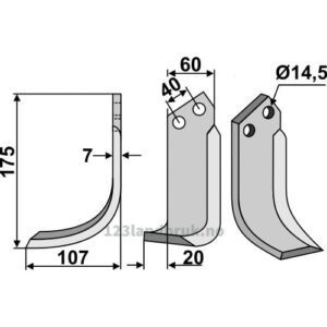 Rotorfreskniv - 175x60x7mm - Venstre - Maletti