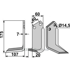 Rotorfreskniv - 175x60x7mm - Venstre - Maletti